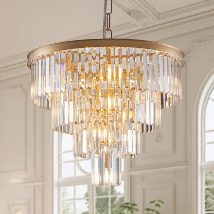 24" 4-Tier Gold Crystal Chandelier