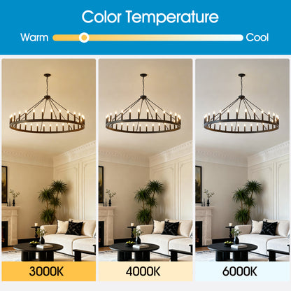 53.15" Matte Black Wagon Wheel Chandelier, 30-Light - view 8