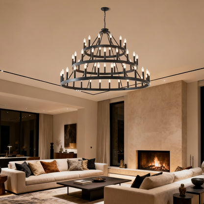 3-Tier Wagon Wheel Farmhouse Chandelier, 54-Light - view 3