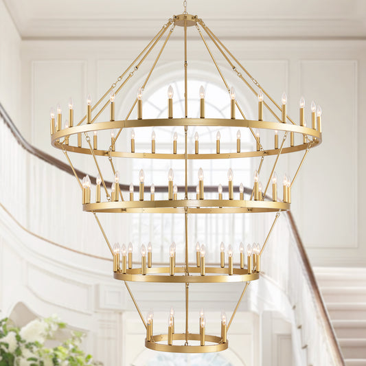 69.3" 4-Tier Gold Wagon Wheel Chandelier, 80-Light