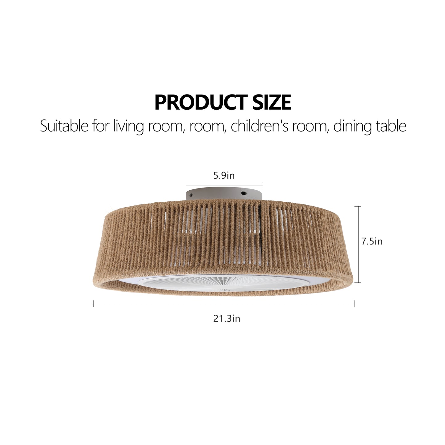 21" White Bohemian Braided Ceiling Fan with Remote - view 10