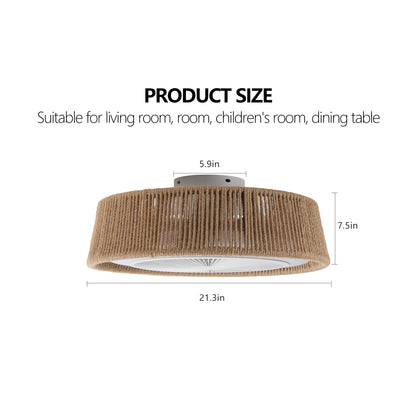 21" White Bohemian Braided Ceiling Fan with Remote - view 10