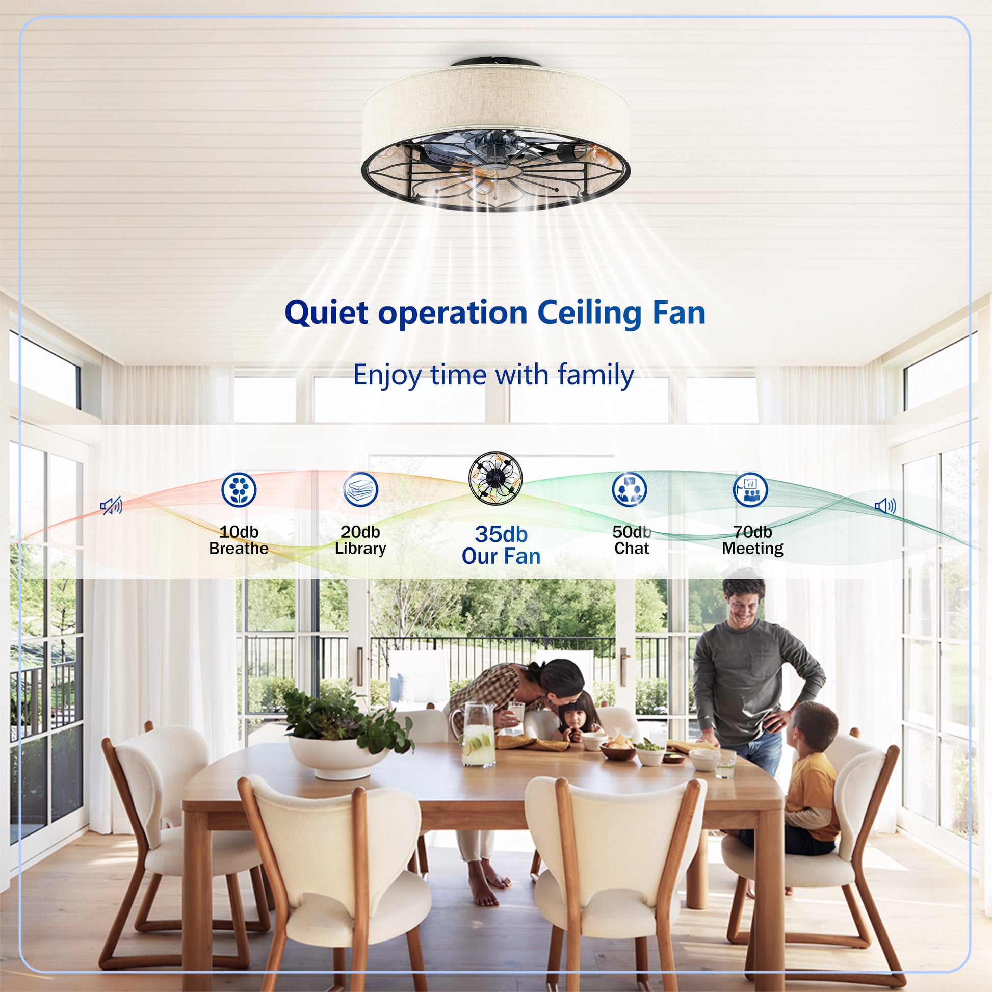 20" Lotus Fabric Bladeless Ceiling Fan with Remote - view 14