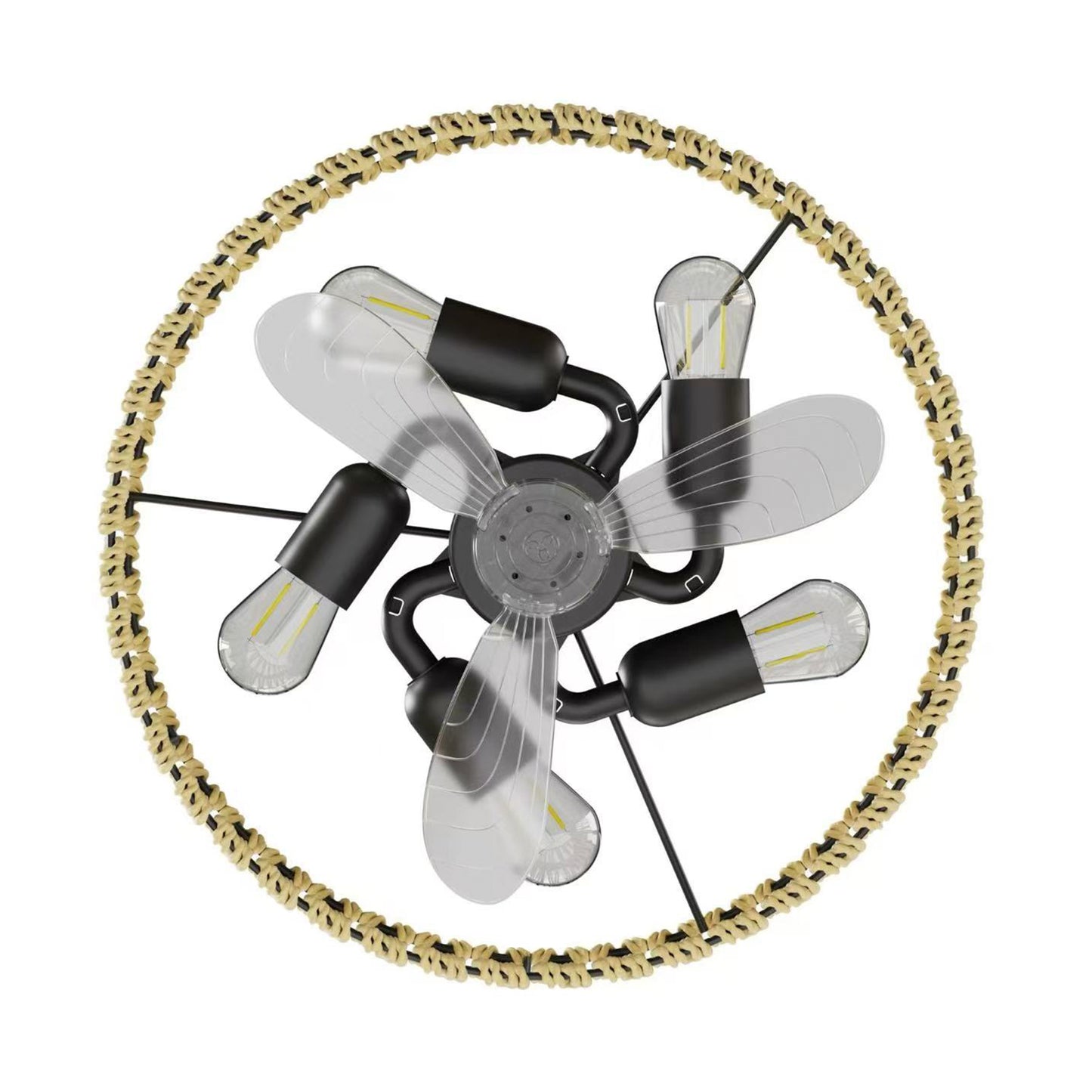 White Low Profile Flush Mount Ceiling Fan with Remote - view 13