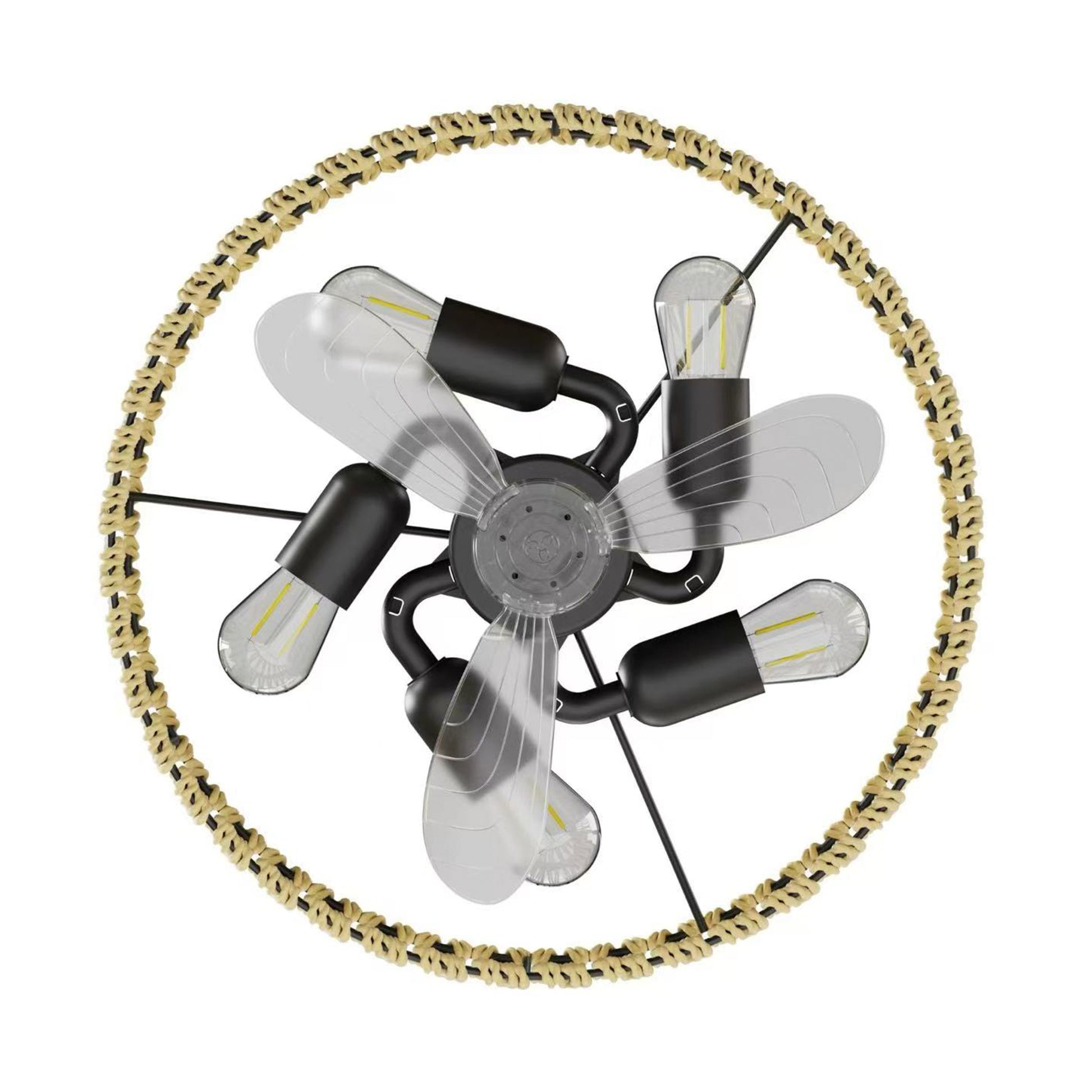 White Low Profile Flush Mount Ceiling Fan with Remote - view 13