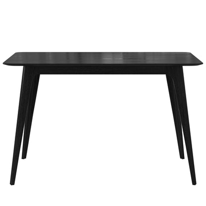 47" Black Mid-Century Dining Table with Faux Wood Top