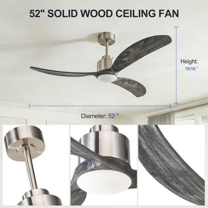 52" Nickel & Wood Ceiling Fan with Remote - view 10