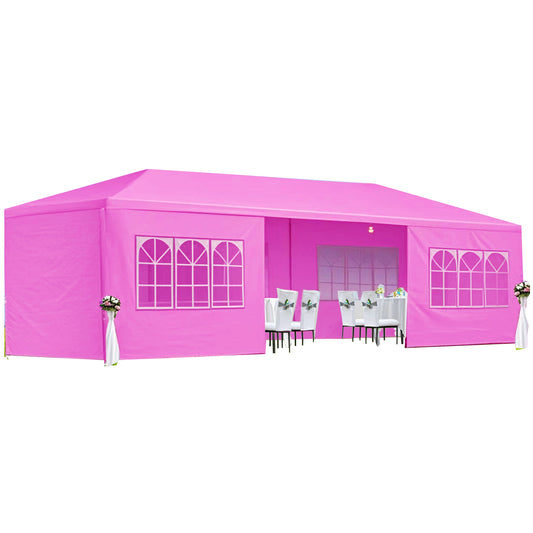 10×30 ft Wedding Party Canopy Tent with 8 Removable Sidewalls — Pink