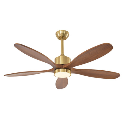 52" Gold Reversible Ceiling Fan with Light