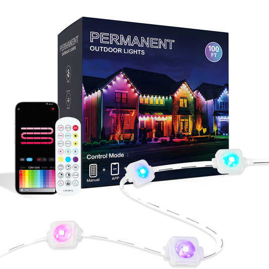 100ft Smart RGB Outdoor String Lights with Remote
