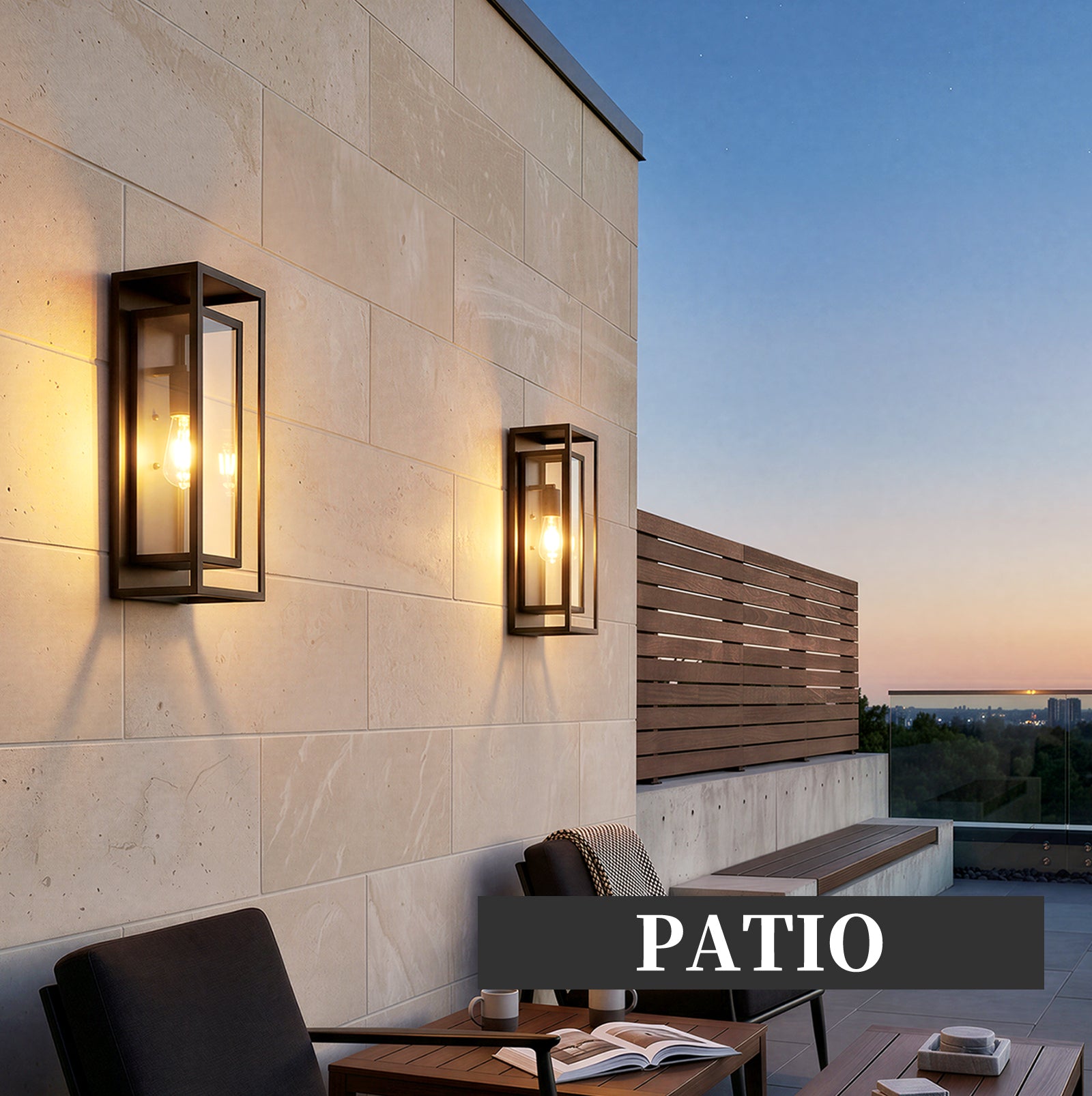 18" Black Outdoor Wall Lantern with Clear Glass, Set of 2 - view 2