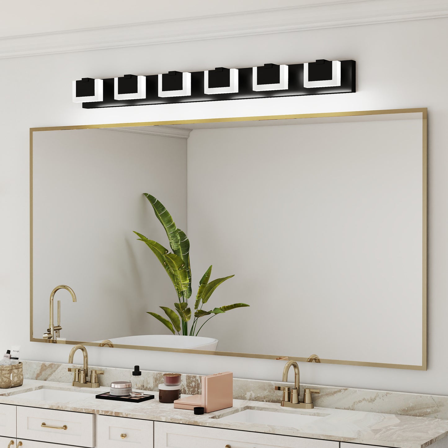 6-Light Matte Black Acrylic LED Vanity Light - view 2