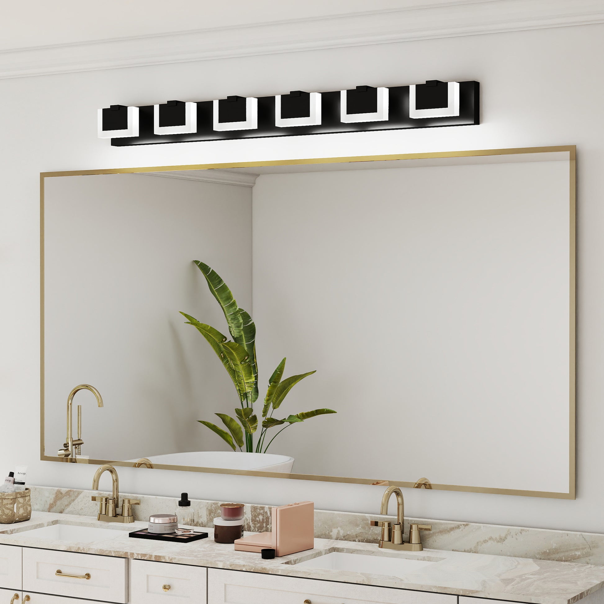 6-Light Matte Black Acrylic LED Vanity Light - view 2