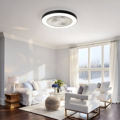 Matte Black Flush Mount Ceiling Fan with Dimmable LED - view 3
