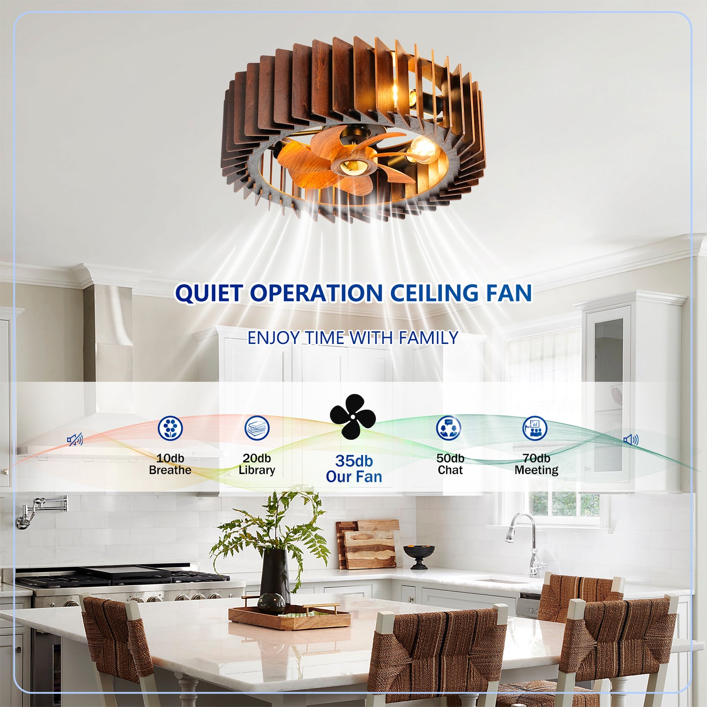 20" Walnut Flush Mount Ceiling Fan with Remote - view 11