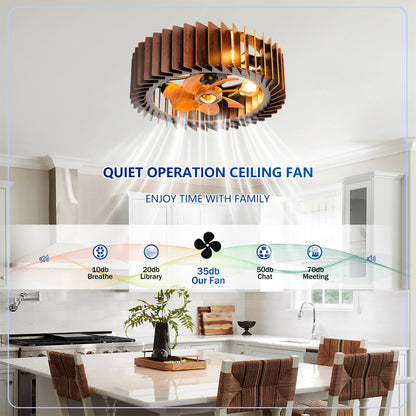 20" Walnut Flush Mount Ceiling Fan with Remote - view 11