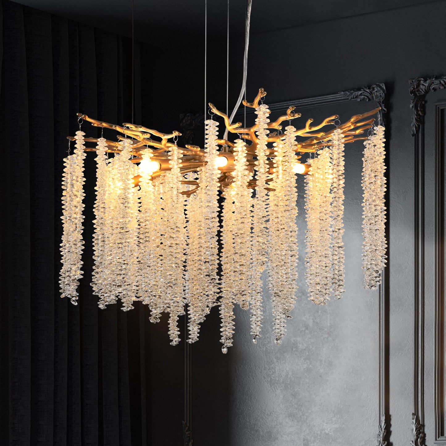 24" Gold Cascading Crystal Pendant Light - view 5
