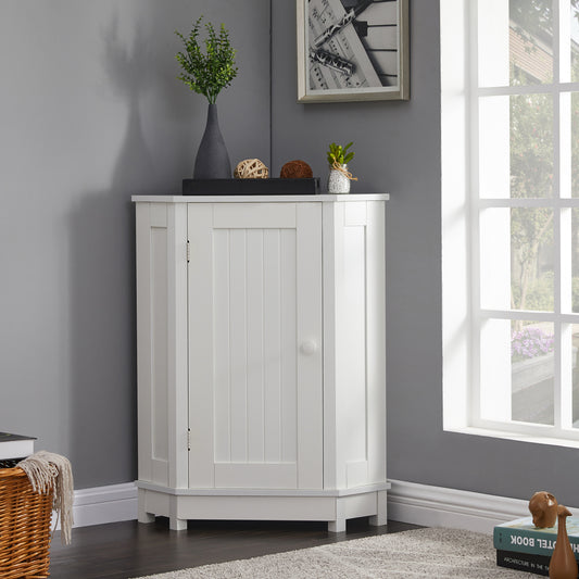 31" White Corner Bathroom Cabinet with Adjustable Shelf