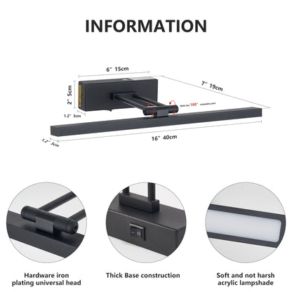 16" Black Battery Operated Picture Light with Remote - view 9