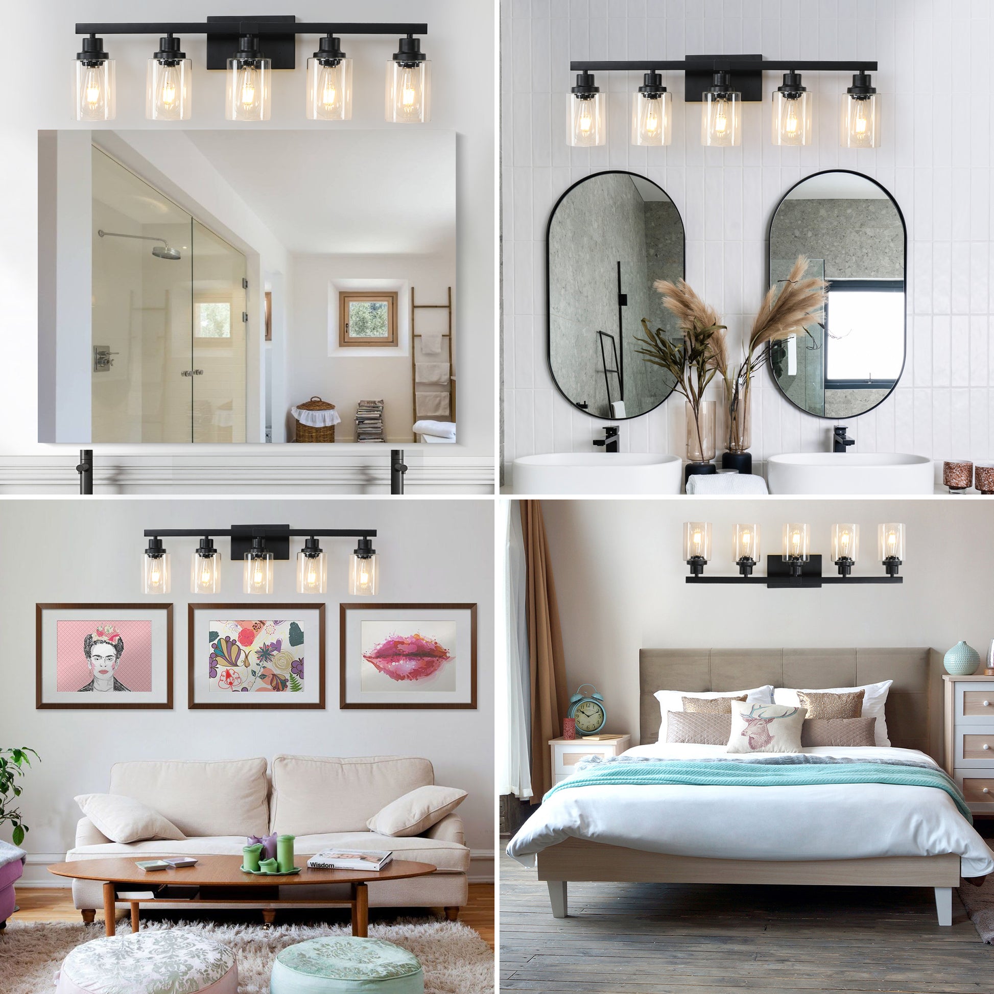 31" 5-Light Black Industrial Vanity Wall Light - view 4