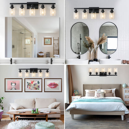31" 5-Light Black Industrial Vanity Wall Light - view 4