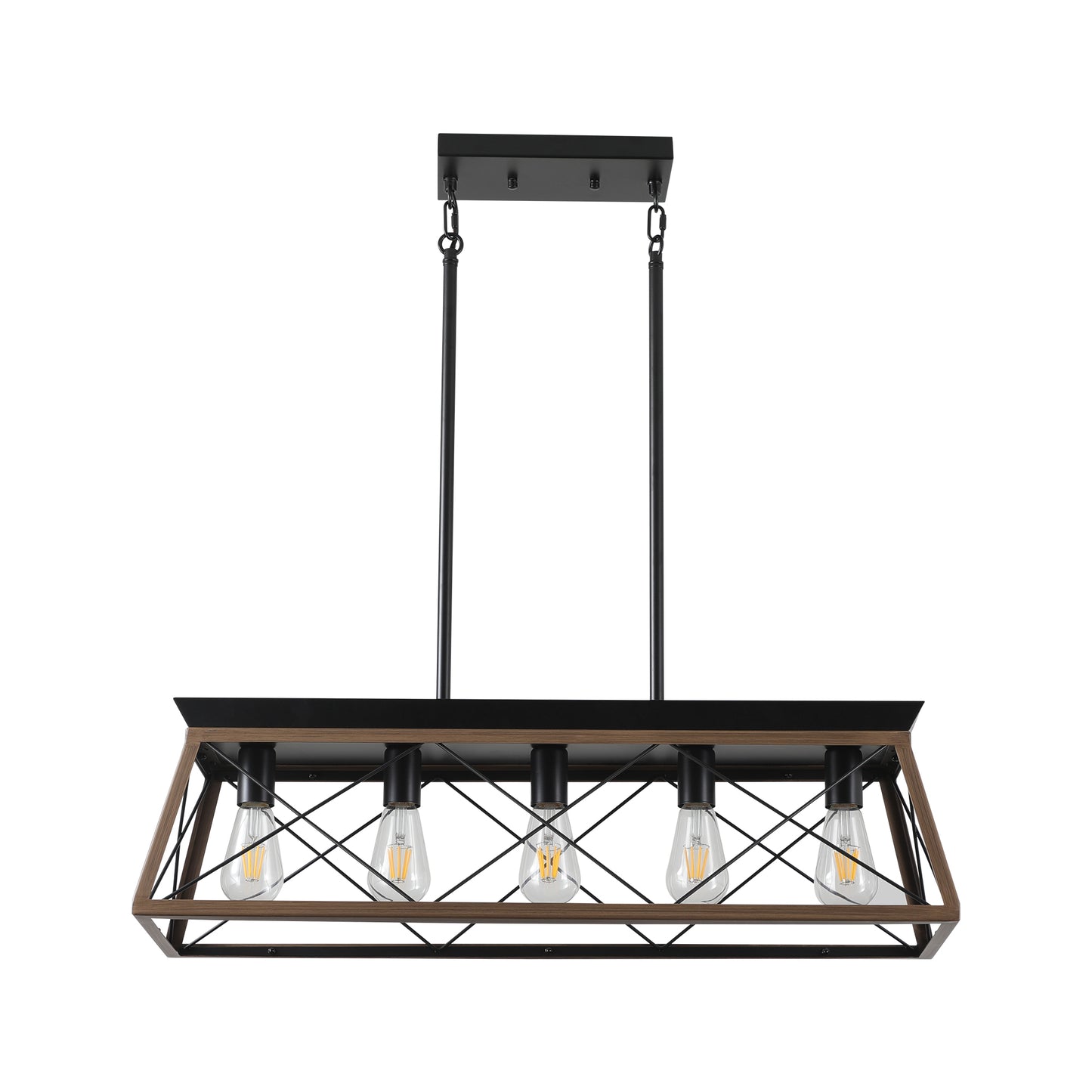 32" 5-Light Walnut Caged Industrial Chandelier - view 10