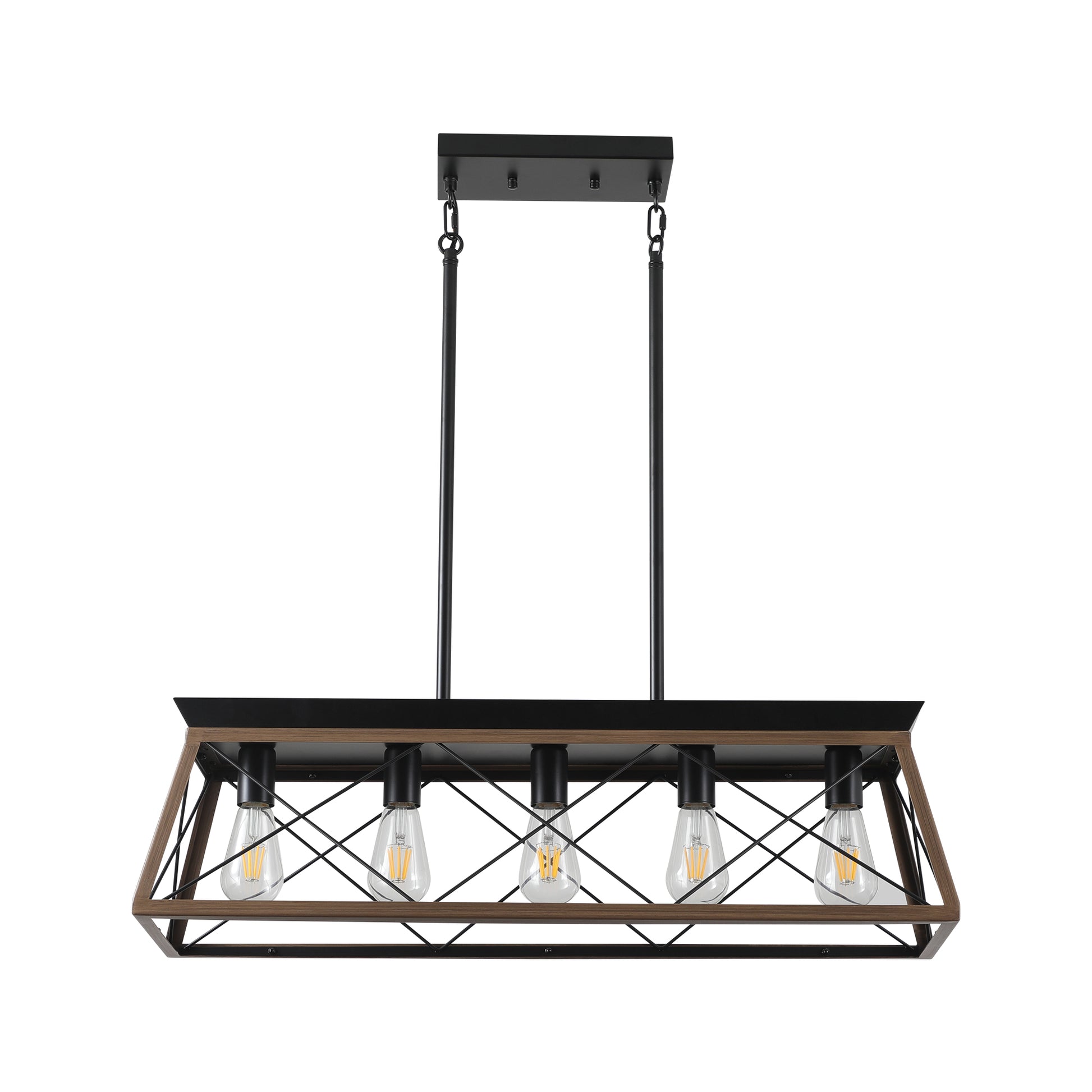 32" 5-Light Walnut Caged Industrial Chandelier - view 10