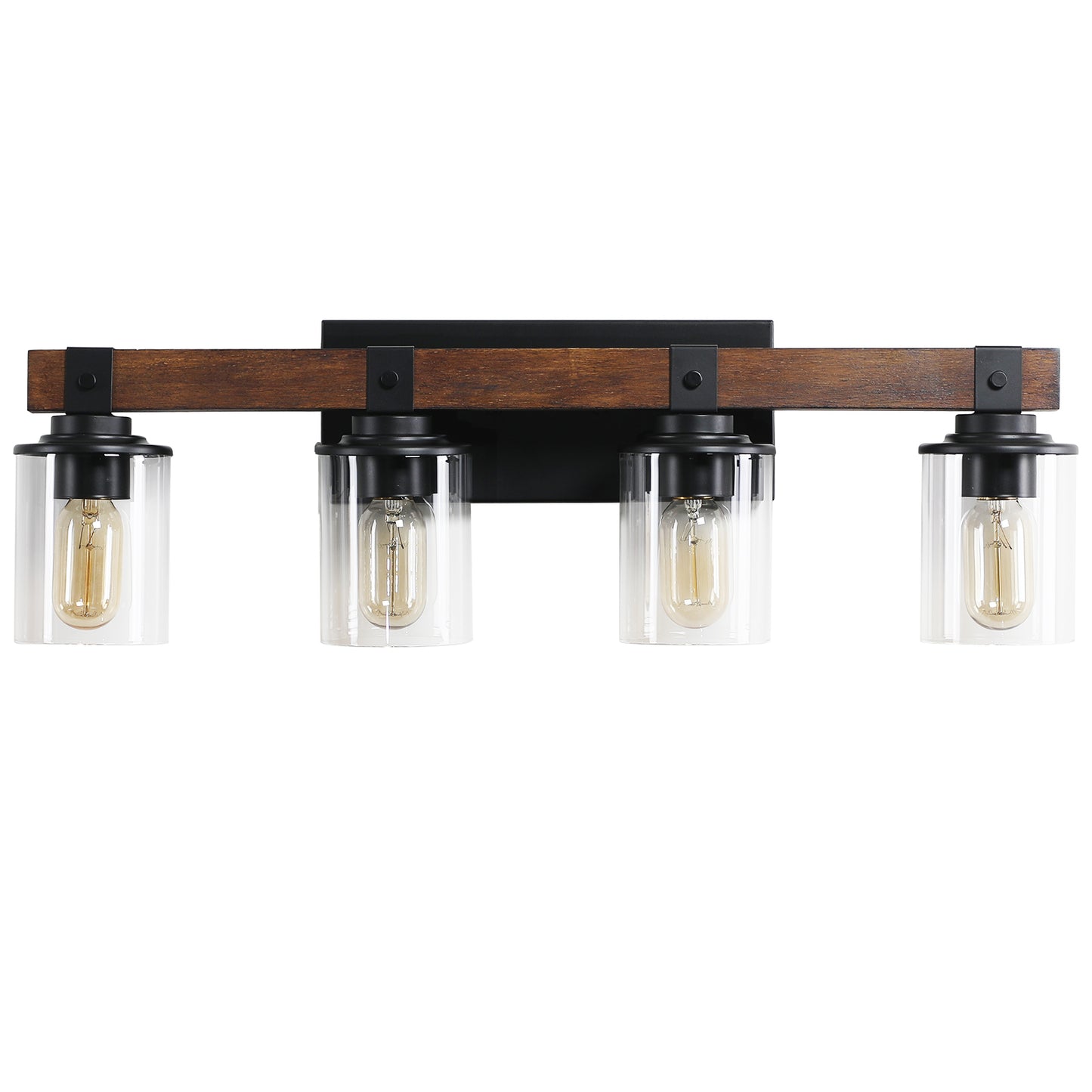 27" 4-Light Farmhouse Vanity Light with Wood Accents - view 10