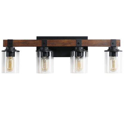 27" 4-Light Farmhouse Vanity Light with Wood Accents - view 10