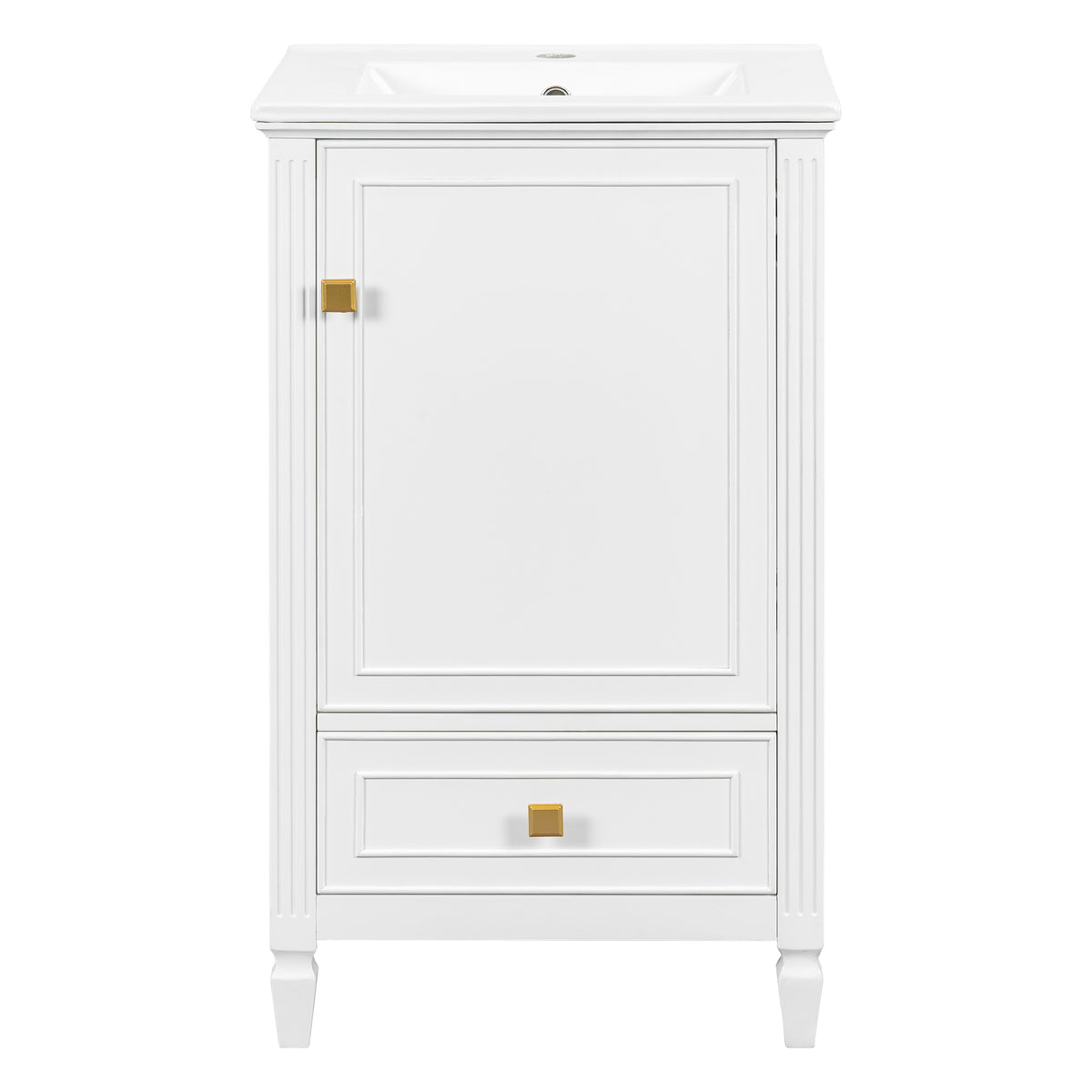 20" White Bathroom Vanity with Sink, Soft-Close Door & Drawer