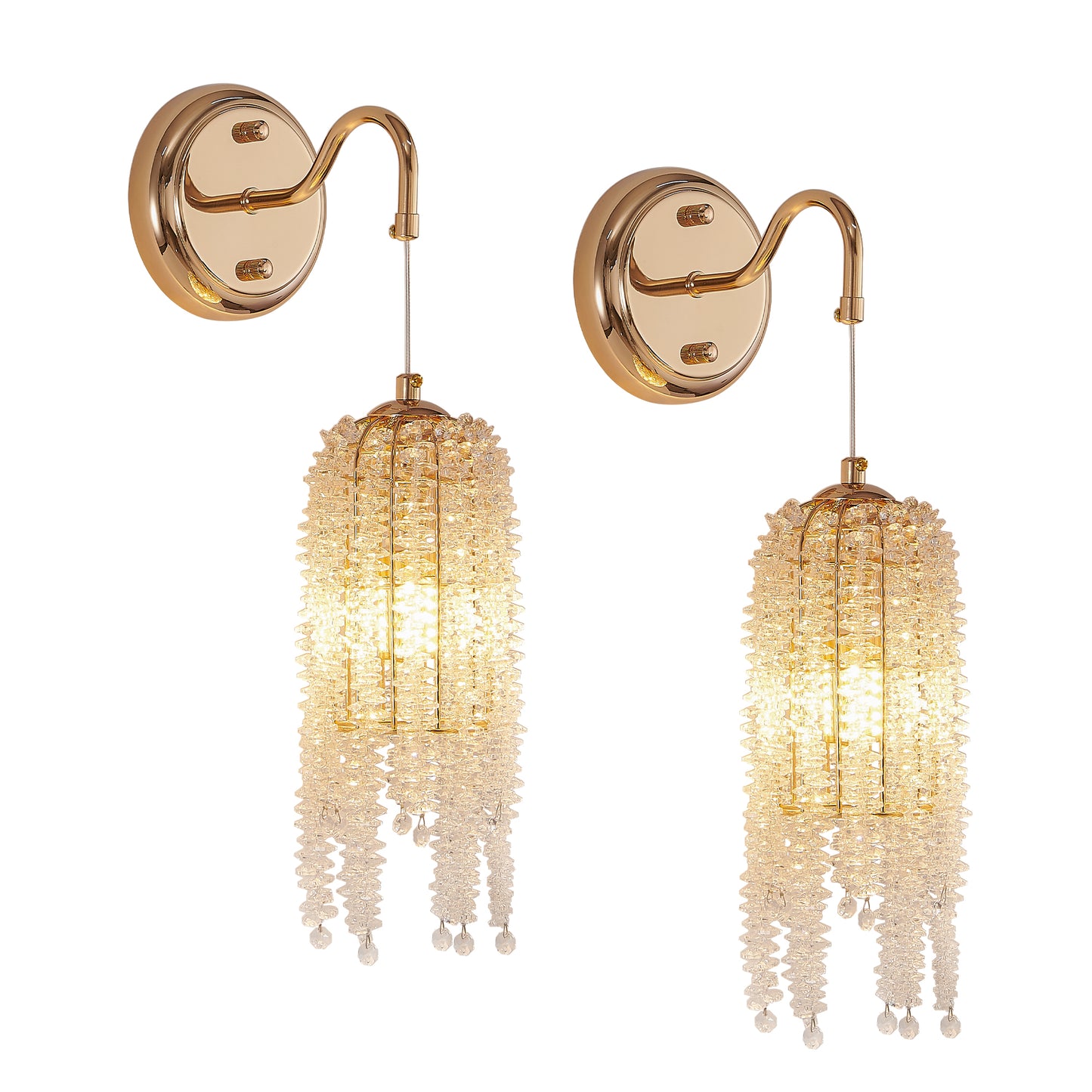 Gold Cascading Crystal Bead Wall Light, Set of 2 - view 9