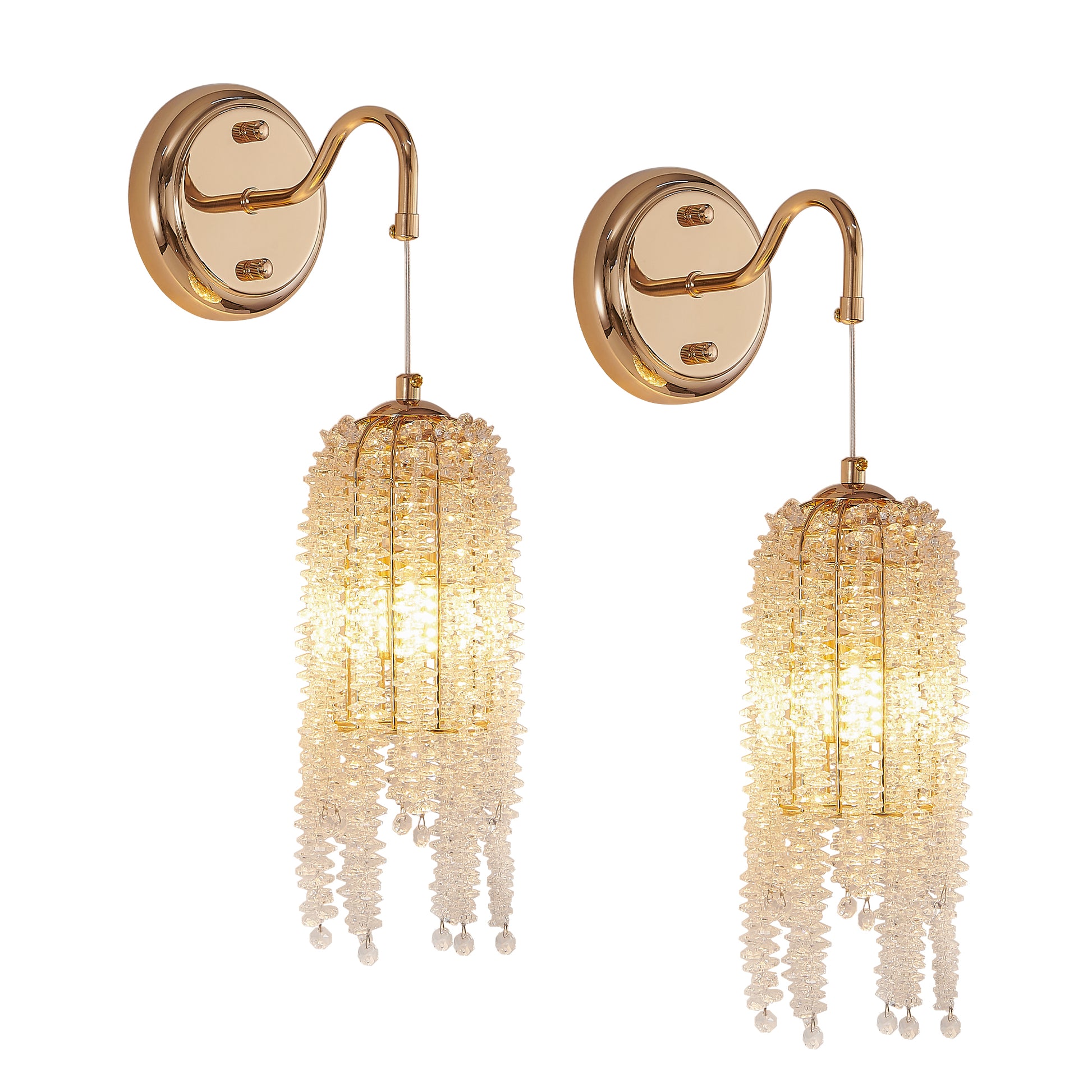 Gold Cascading Crystal Bead Wall Light, Set of 2 - view 9