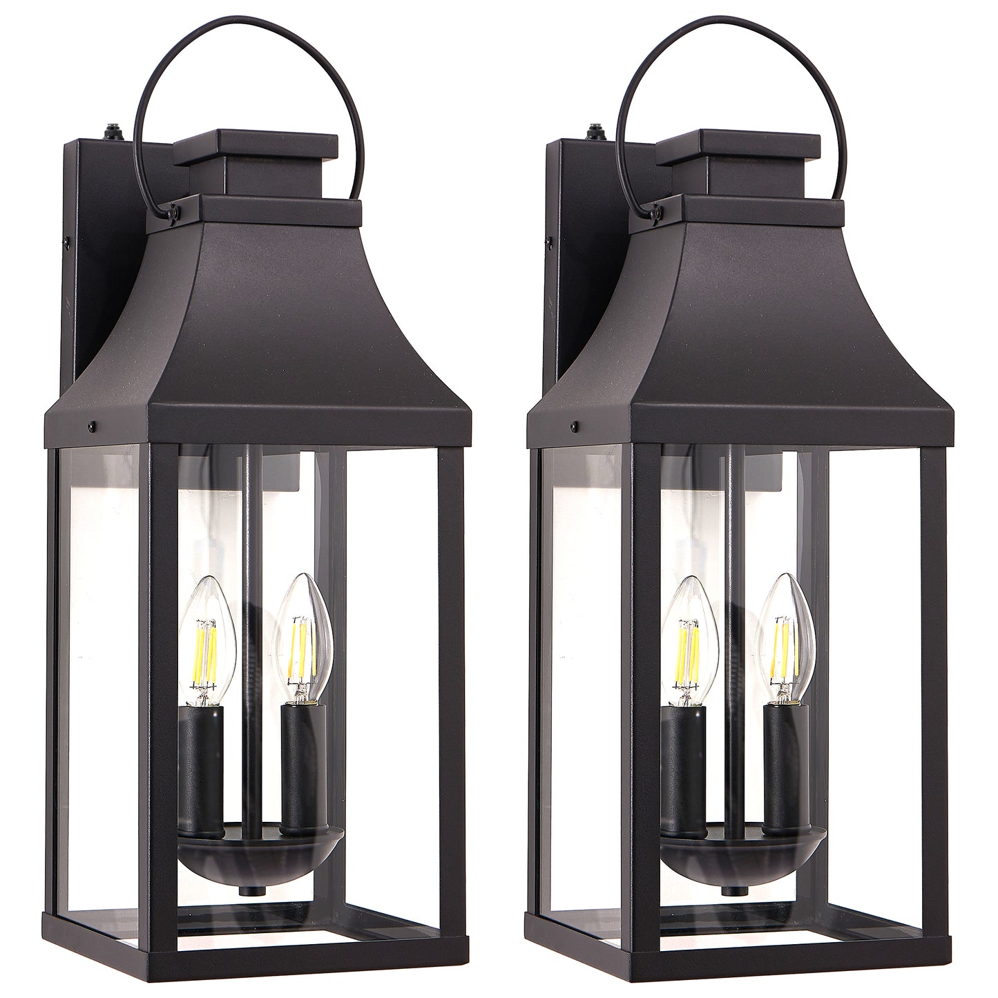20" Black Dusk to Dawn Outdoor Wall Light, Set of 2 - view 7