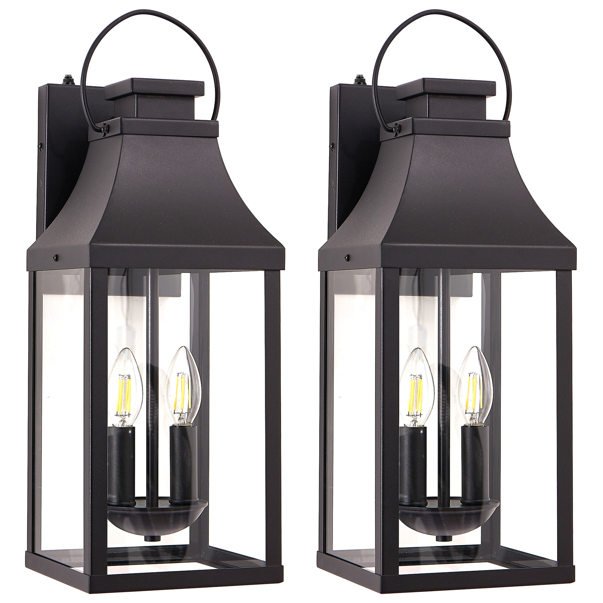 20" Black Dusk to Dawn Outdoor Wall Light, Set of 2 - view 7