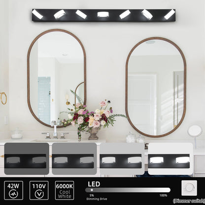 52" 7-Light Black Vanity Light with Dimmable LED - view 5