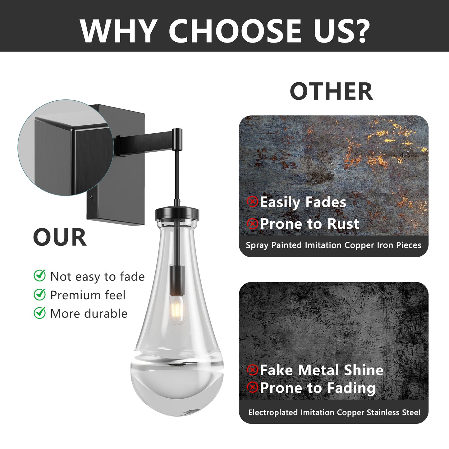 Modern Black Raindrop Wall Light, Set of 2 - view 6