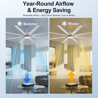 84" Nickel 8-Blade Ceiling Fan with Dimmable LED - view 4