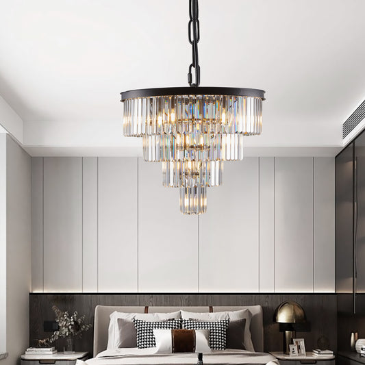 24" 4-Tier Black Crystal Chandelier - view 2