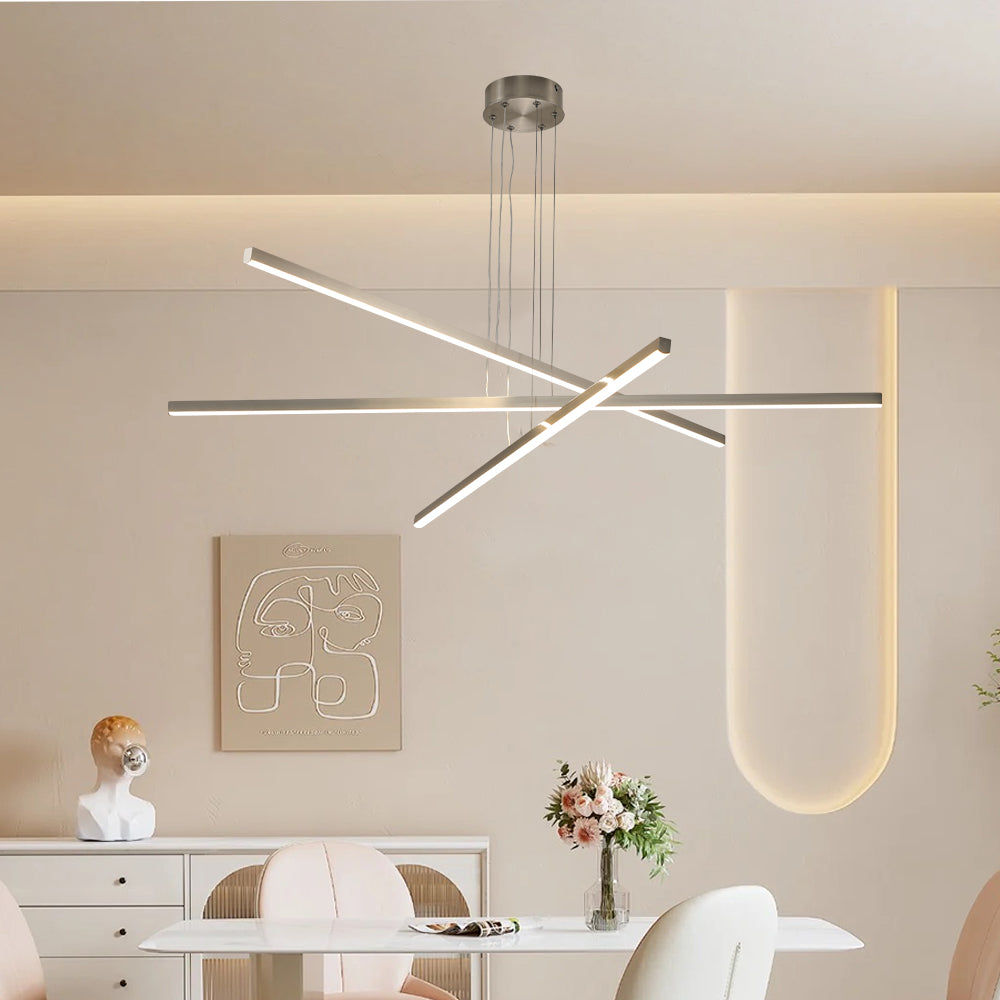 48" Chrome Geometric 3-Arm LED Chandelier - view 6