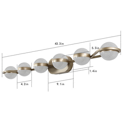 43" 6-Light Gold LED Vanity Light with Crystal Sand Shades - view 8