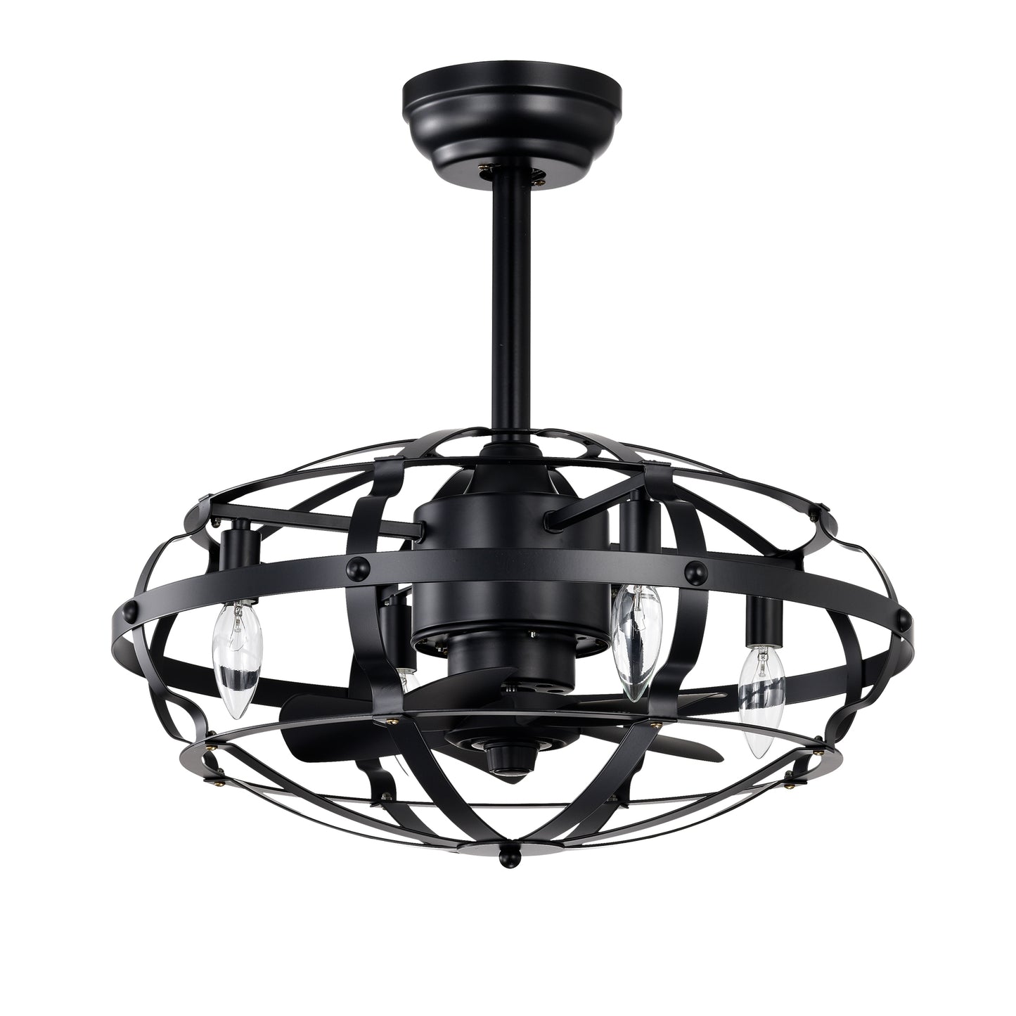 20.63" Matte Black Caged Ceiling Fan with Light - view 8