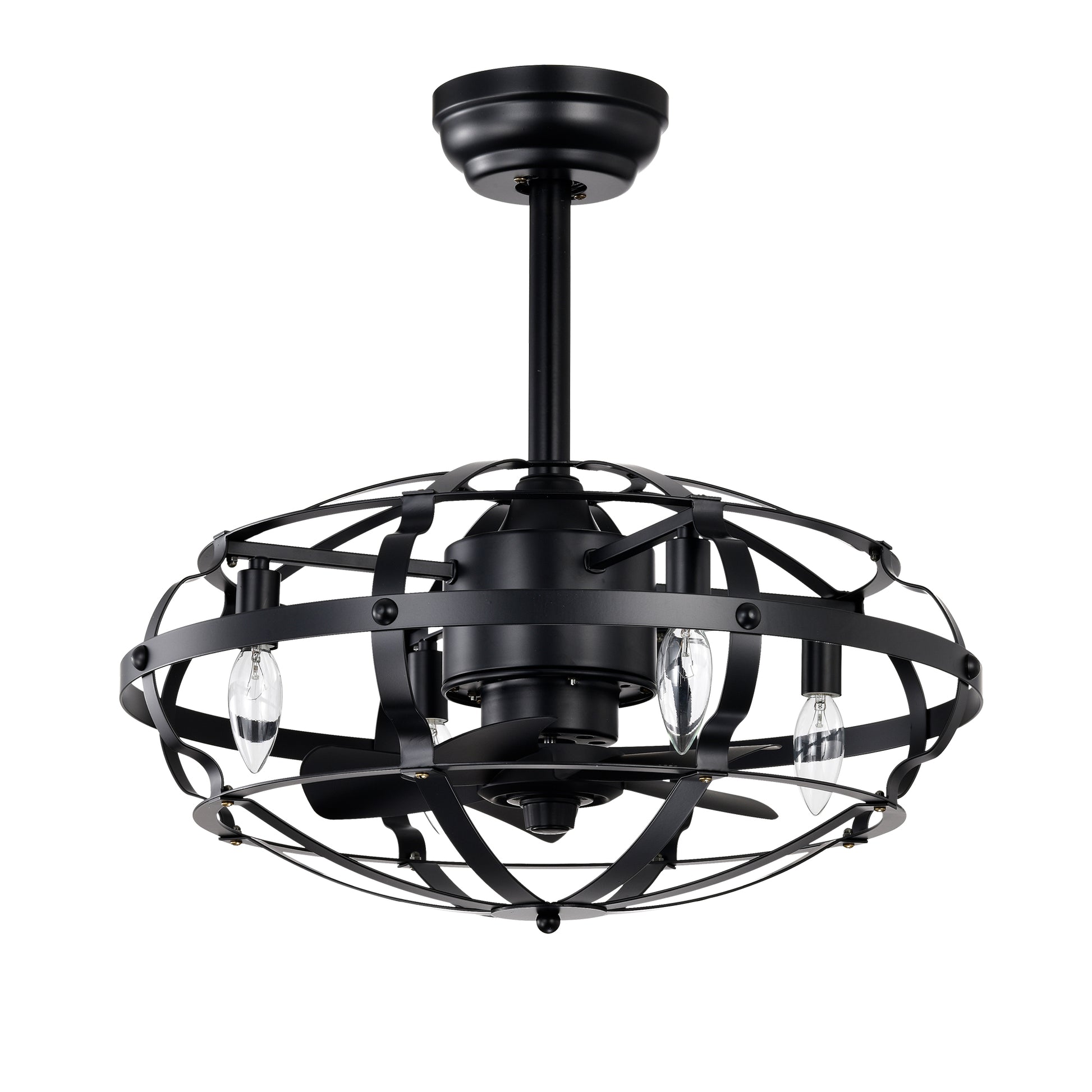 20.63" Matte Black Caged Ceiling Fan with Light - view 8