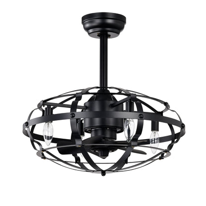 20.63" Matte Black Caged Ceiling Fan with Light - view 8