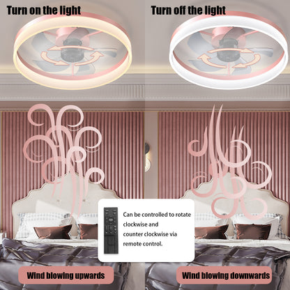 Pink Low Profile Ceiling Fan with Dimmable LED - view 7