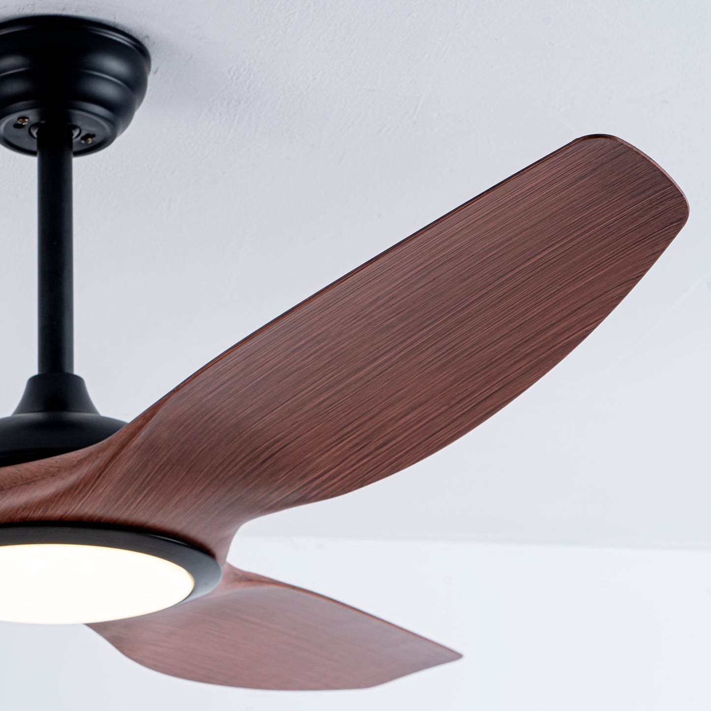 52" Matte Black & Wood Ceiling Fan with Remote - view 16