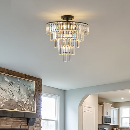 20" Black Crystal Flush Mount Chandelier, 10-Light - view 7