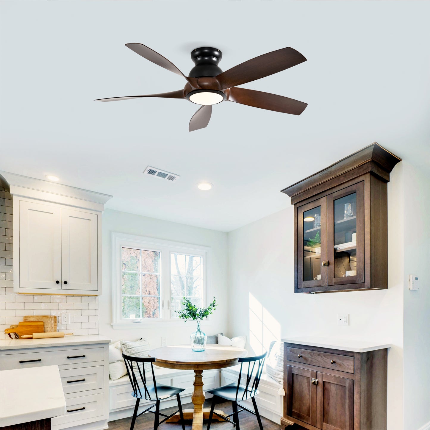56" Matte Black & Wood Ceiling Fan with Remote - view 5