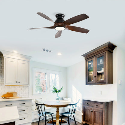 56" Matte Black & Wood Ceiling Fan with Remote - view 5