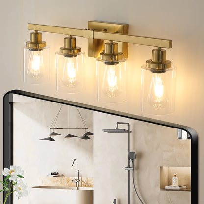 24" 4-Light Gold Vanity Light with Clear Glass - view 4