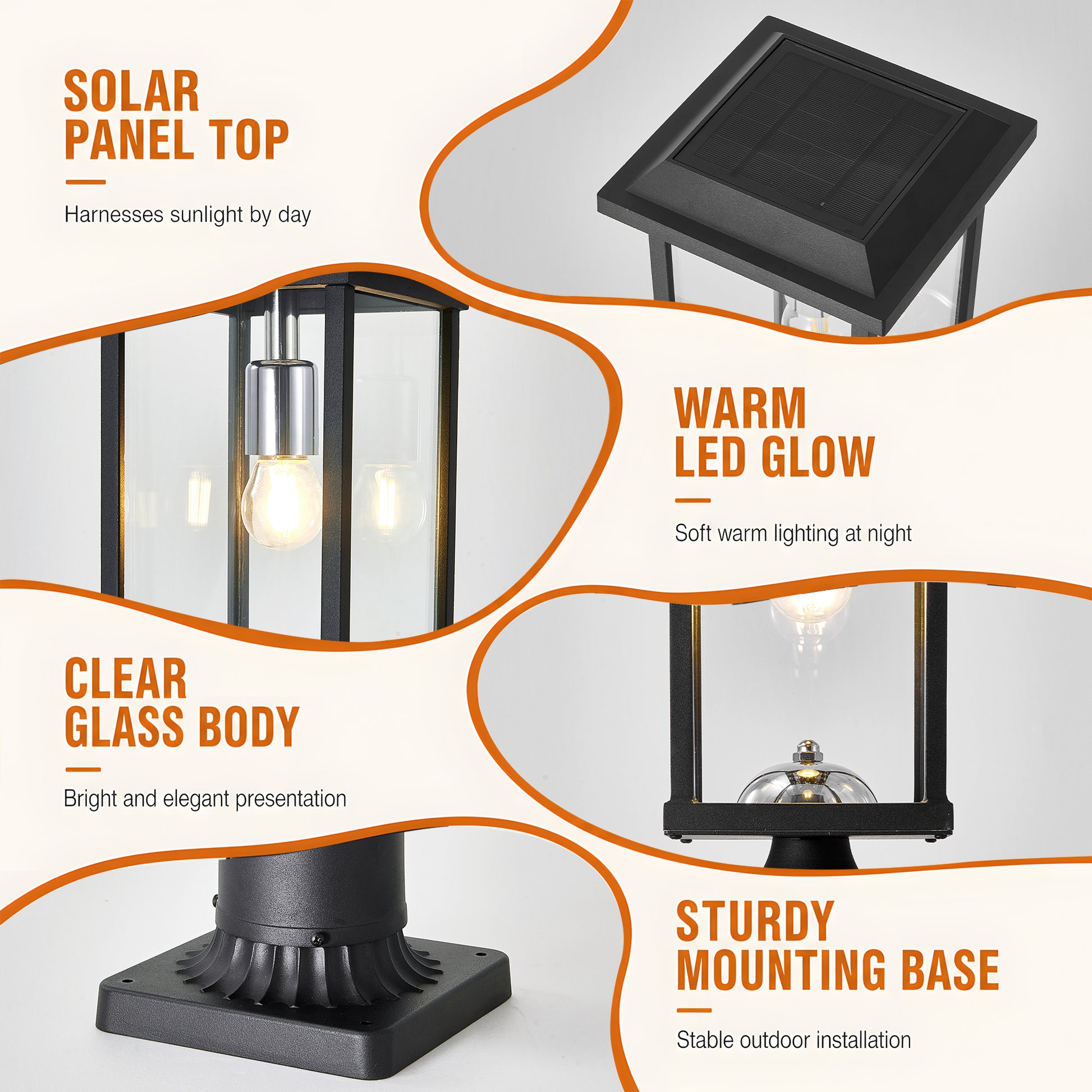 Black Aluminum Outdoor Post Light with Dusk to Dawn Sensor - view 6